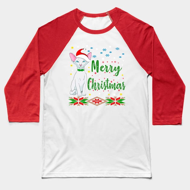 Merry Christmas. Hairless cat Desing. Holiday Gifts Baseball T-Shirt by albaley